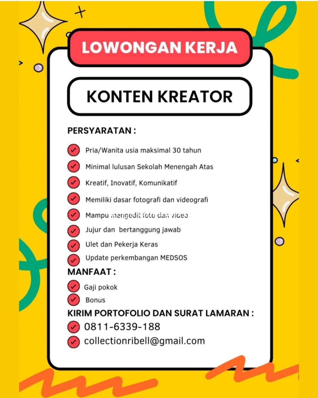 Lowongan Kerja Konten Kreator