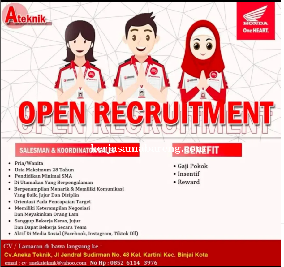 Lowongan Kerja Salesman & Koordinator Sales