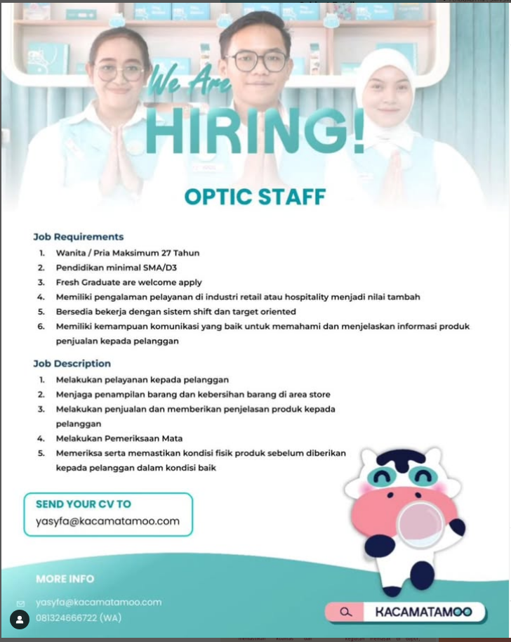 Lowongan Kerja Optic Staff